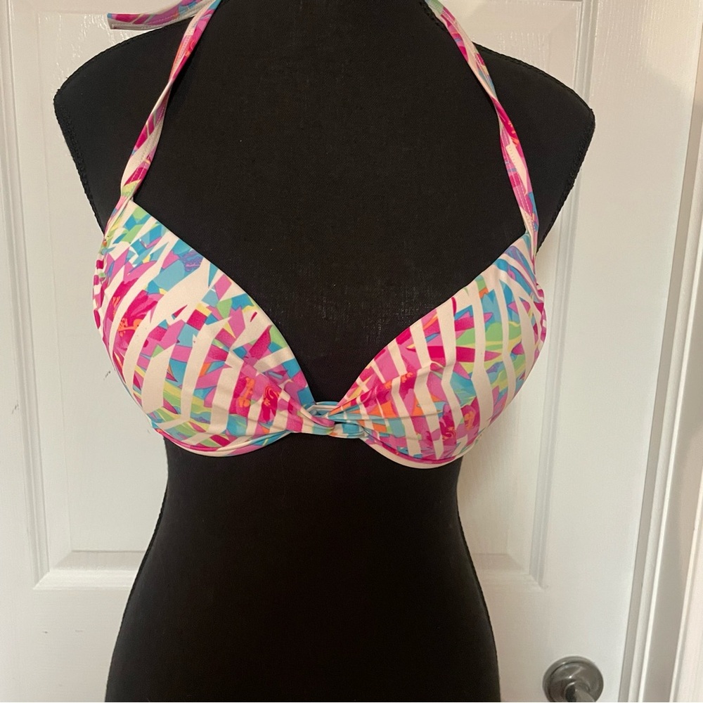 La Vie En Rose Aqua Multicolor Bikini Top